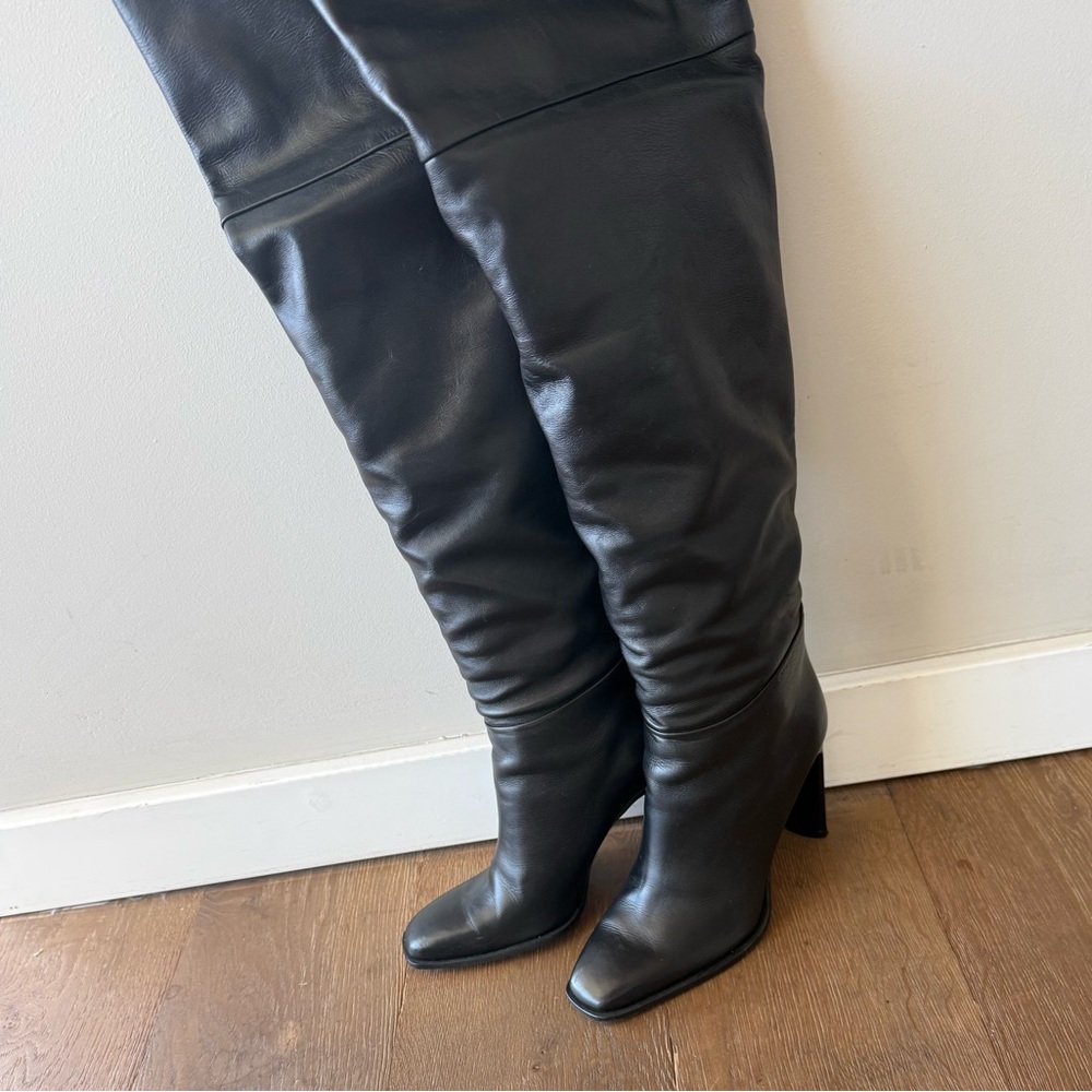 Tamara Mellon Black Leather Over the Knee Boots- size 38 - Picture 8 of 12